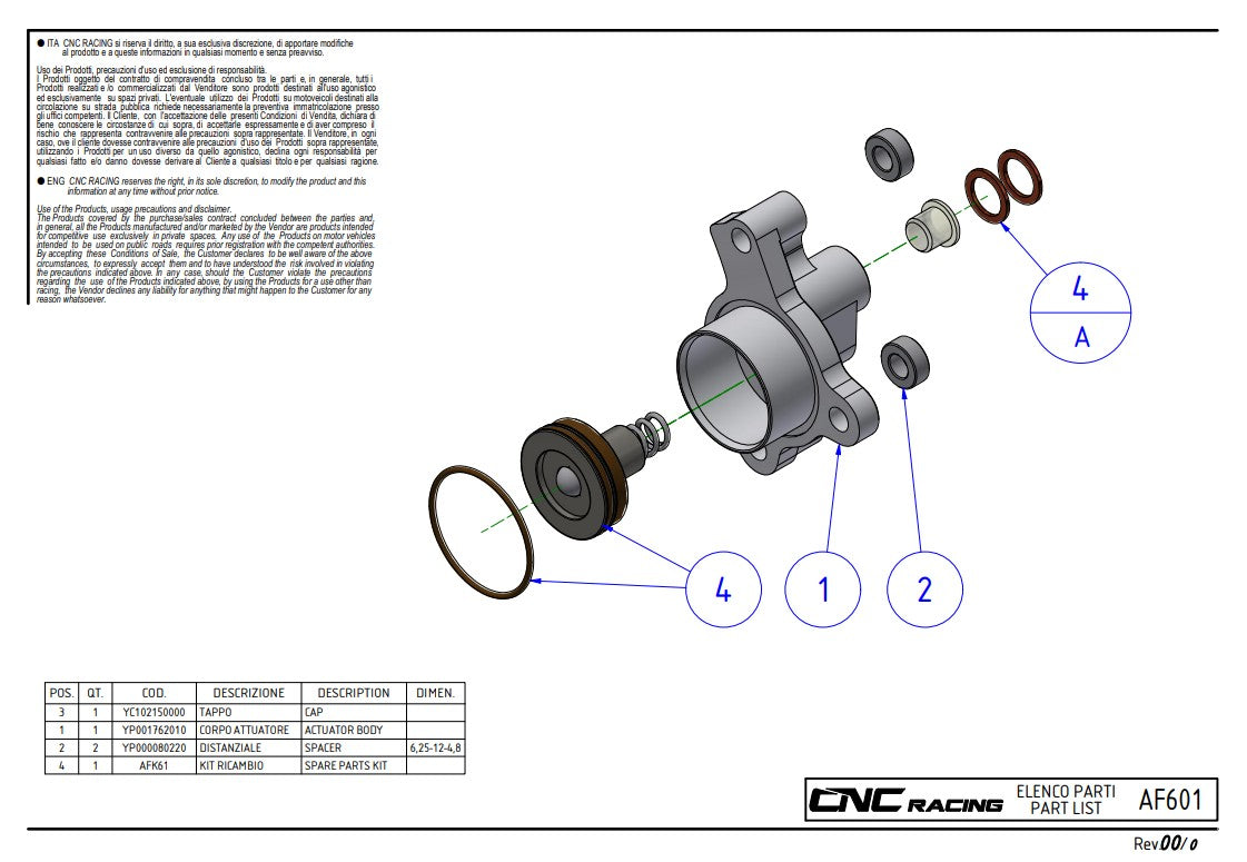 CNC Racing ispušni cilindar za spojku Ducati Panigale V4/S/R (25-26) AF601 