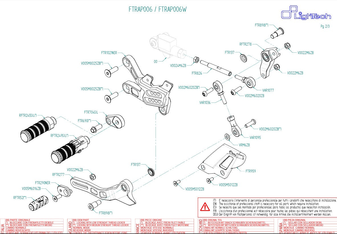 Sustav za prebacivanje LighTech obrnuti za Aprilia RSV4/RF/RR/1100 Factory (17-26) FTRAP006/W 