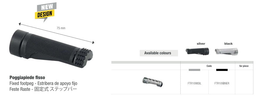LighTech zamjenska noga čvrsta 75 mm – Srebrna/Crna | FTR1098 