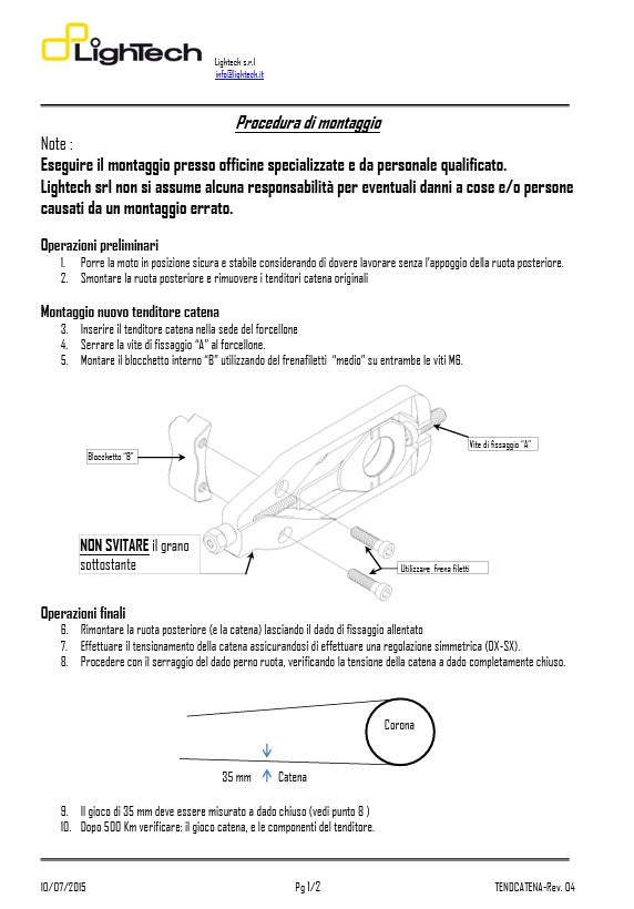 Kettenspanner LighTech Yamaha YZF-R1/M RN32 RN49 (15-19) TEYA003 
