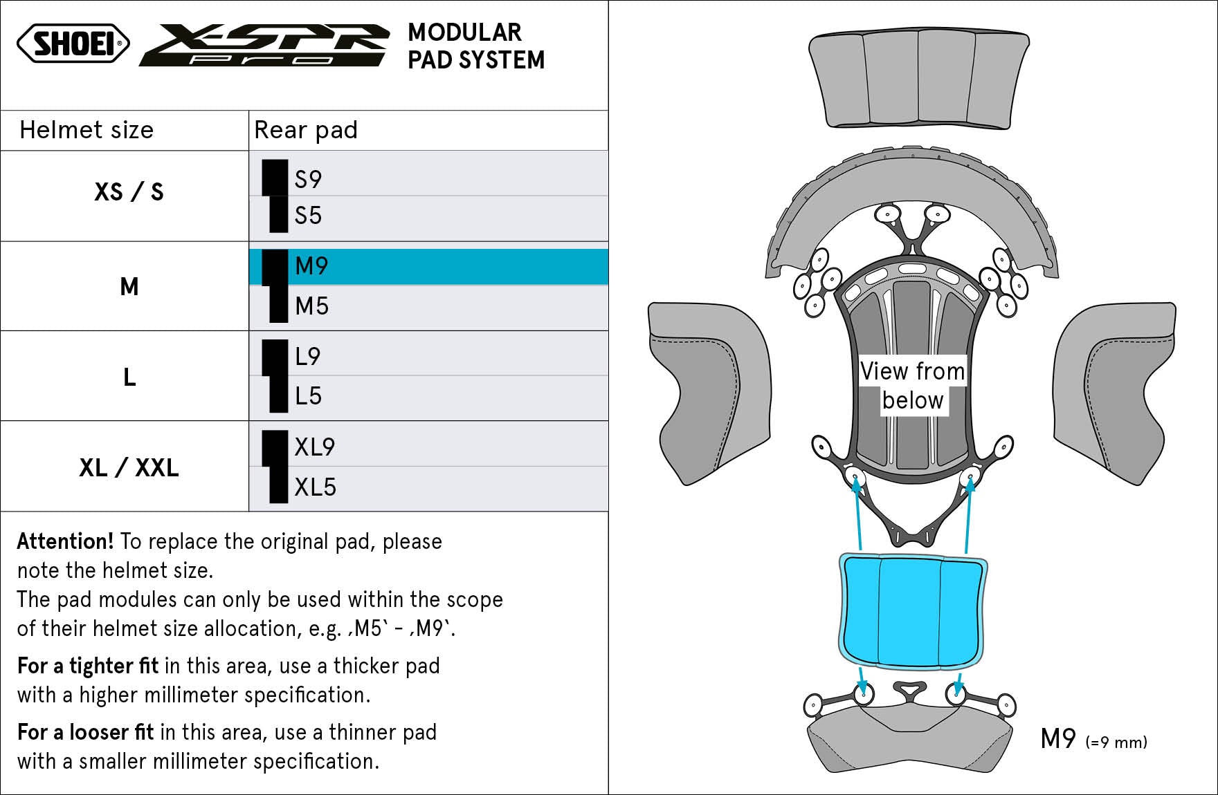 Shoei Stražnja podstava za glavu M9 (XPRO) Tip-P za X-SPR PRO 