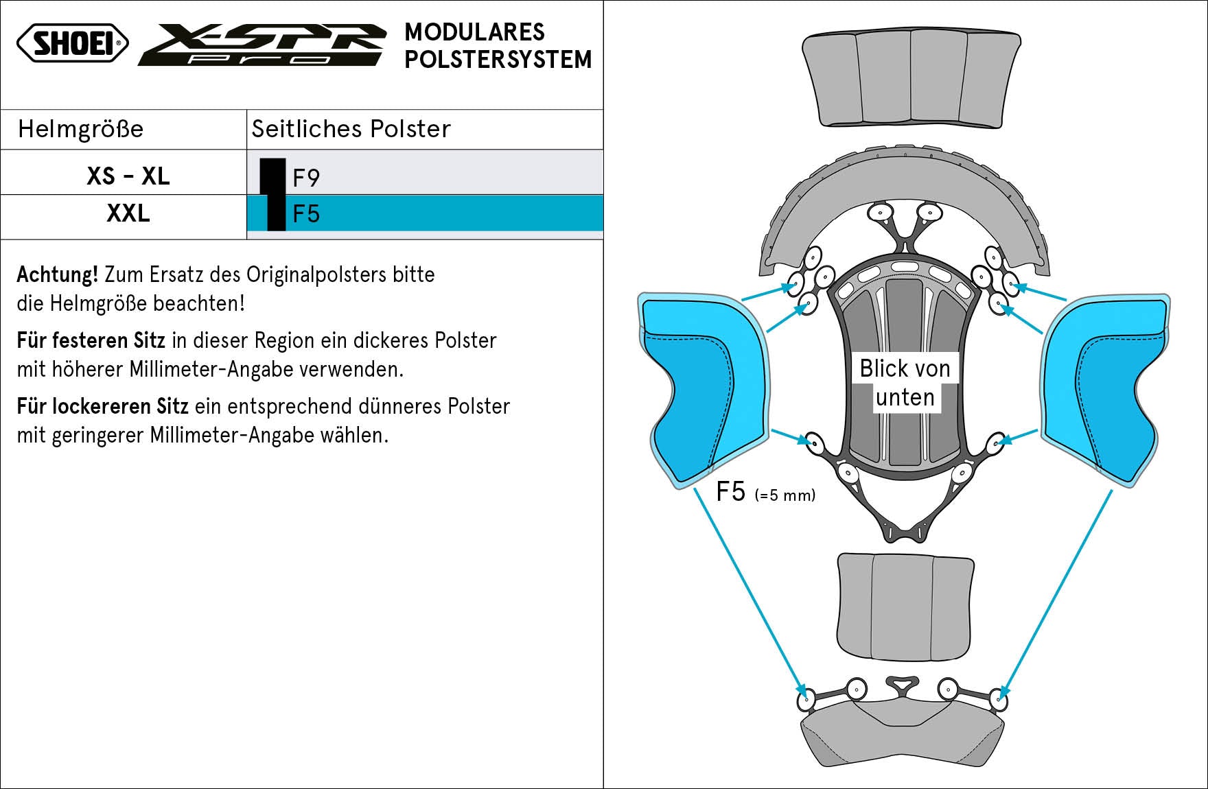 Shoei Bočna podstava za glavu F5 (XPRO) Tip-P za X-SPR PRO 