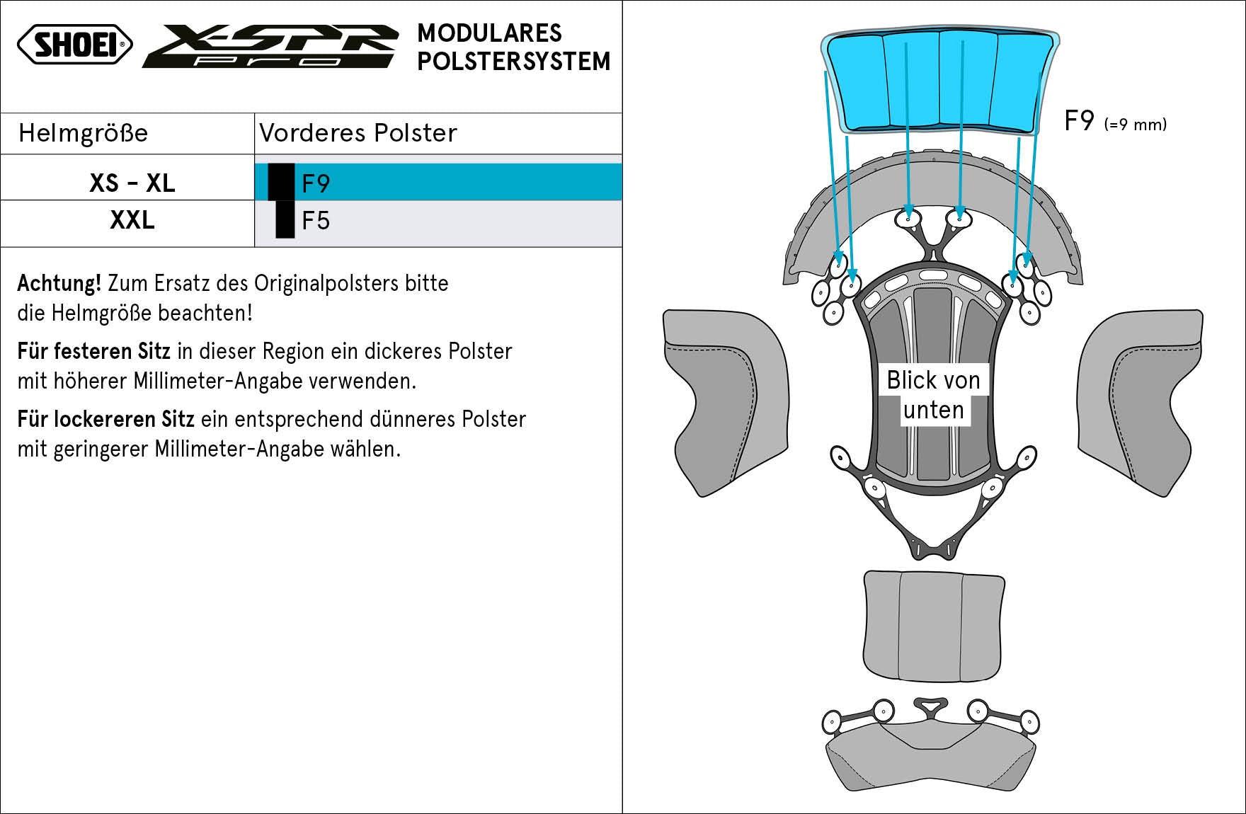 Shoei Prednja podstava za glavu F9 (XPRO) Tip-P za X-SPR PRO 