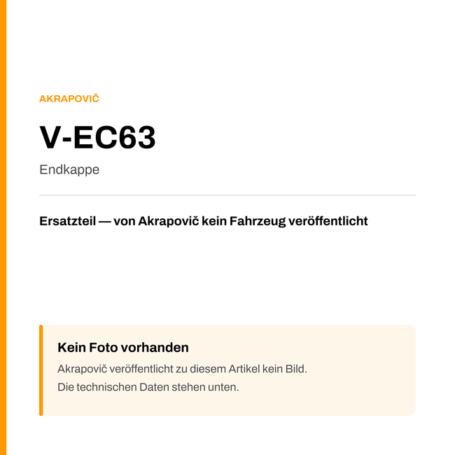 Akrapovic Endkappe V-EC63 — Platzhalter, kein Herstellerfoto verfügbar