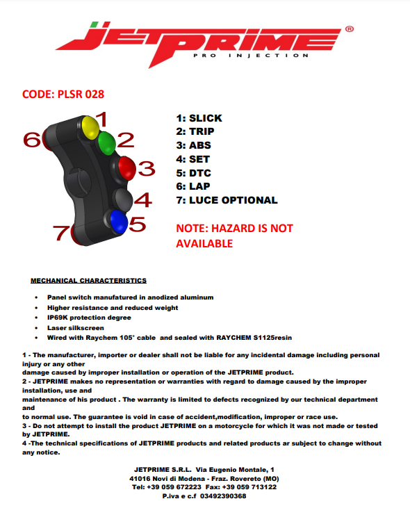 Race lijevi prekidač upravljača JetPrime BMW S1000RR (09-14) JP PLSR 028 