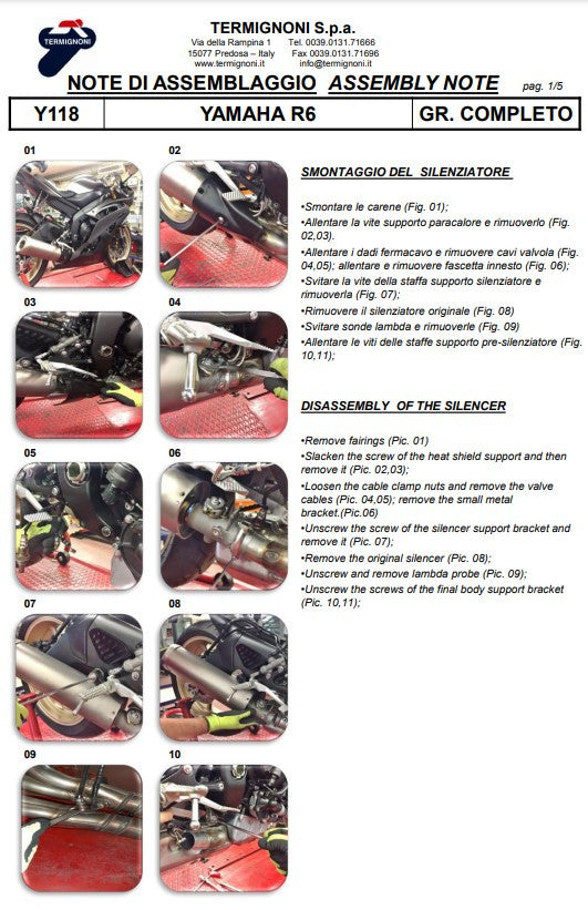 Termignoni kompletna ispušna sustava Titanium Kit-SSP verzija za Yamaha YZF-R6 (06-26) Y11810200TCC 