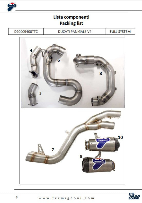 Termignoni kompletna ispušna sustav Titanium D200 RHT Ducati Panigale V4/S (18-24) D20009400TTC 