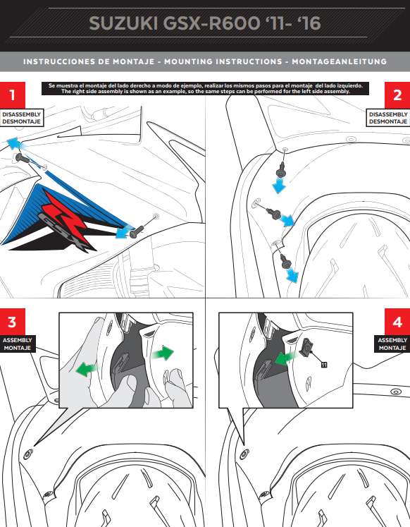 Puig Winglets Spoiler Downforce Suzuki GSX-R 600/750 (11-16) 3163 