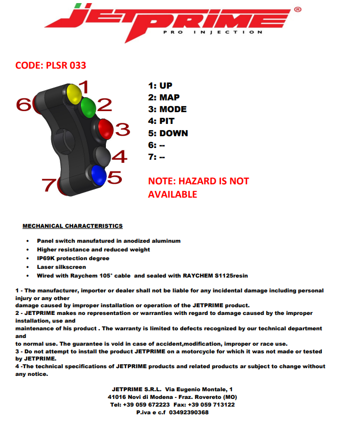 Race lijevi prekidač upravljača JetPrime Yamaha YZF-R1/M RN65 (20-26) JP PLSR 033 