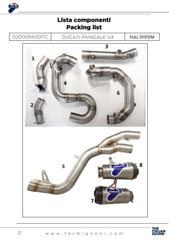 Termignoni kompletna ispušna sustava od nehrđajućeg čelika D200 RHT Ducati Panigale V4 R (19-24) D20009400ITC 
