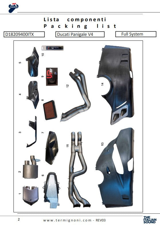 Termignoni kompletni sustav od nehrđajućeg čelika 4USCITE Ducati Panigale V4 R (19-24) D18209401ITX 