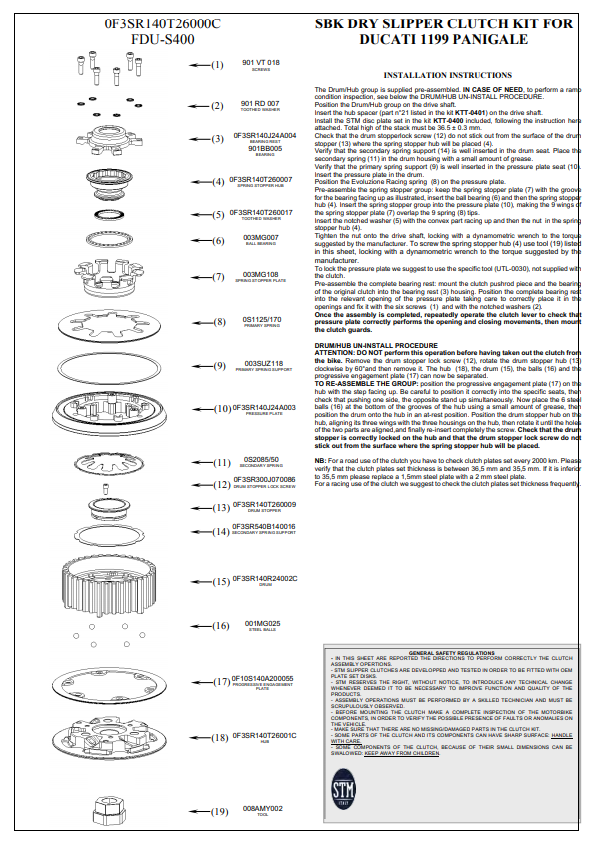 STM EVO SBK suha spojka Ducati Panigale 1199/1299 KTT-0400 