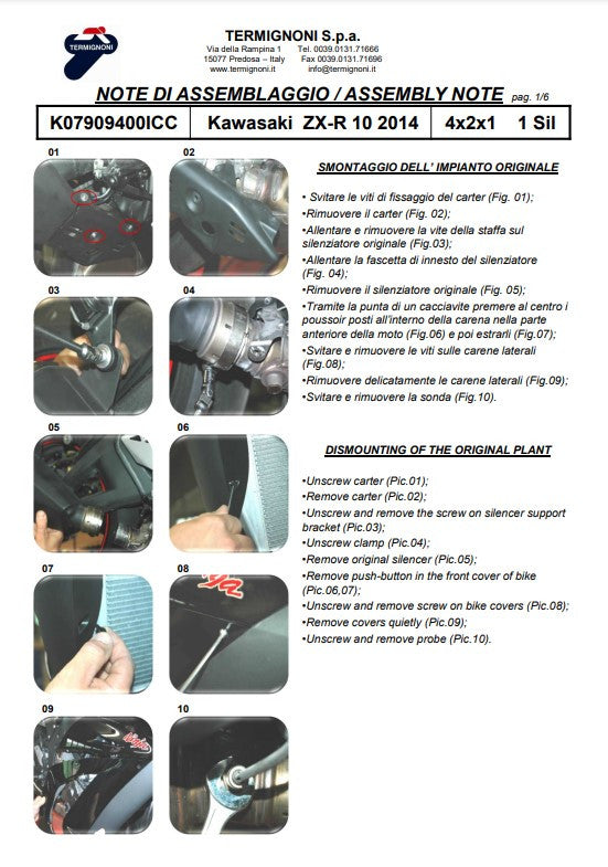 Termignoni kompletni ispušni sustav Titanium Kawasaki ZX-10 R/RR (16-20) K08010200TCC 