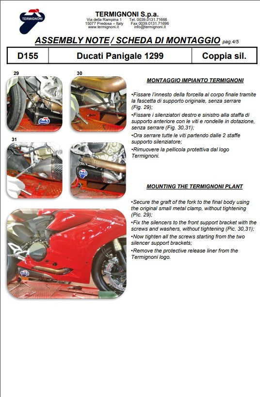 Termignoni Slip-On Kit Carbon Ducati Panigale 1199/R/S (12-17) D155102CPT+D155Y 