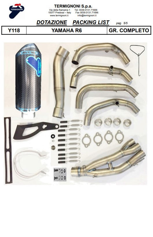 Termignoni kompletna ispušna sustava Titanium Kit-SSP verzija za Yamaha YZF-R6 (06-26) Y11810200TCC 