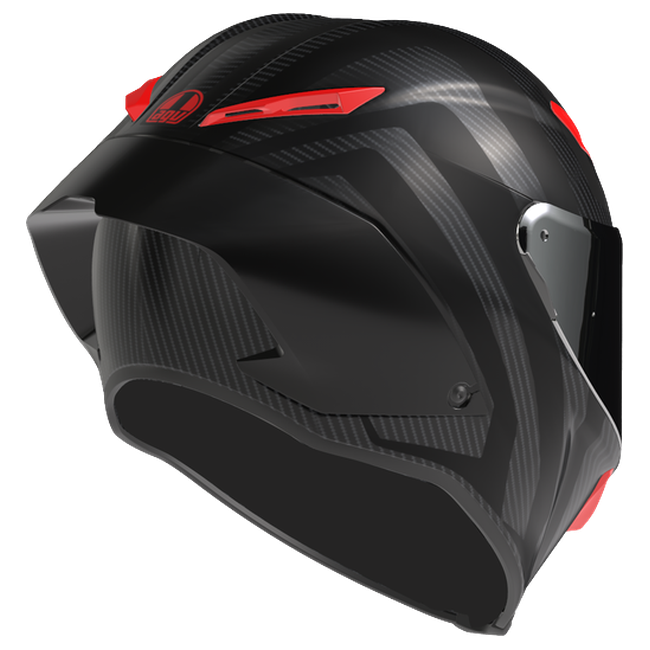 AGV Pista GP RR S Intrepido Matt Carbon/Grau/Rot Integral-Rennhelm, Dreiviertelansicht von hinten
