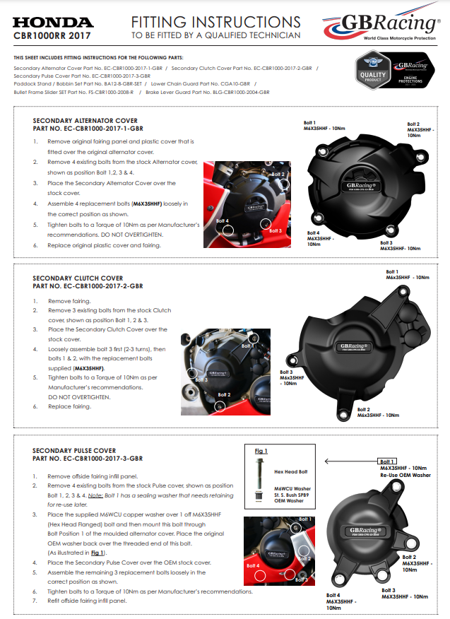 Kompletna zaštita motora GBRacing za Honda CBR 1000 RR SC77 (17-19) 