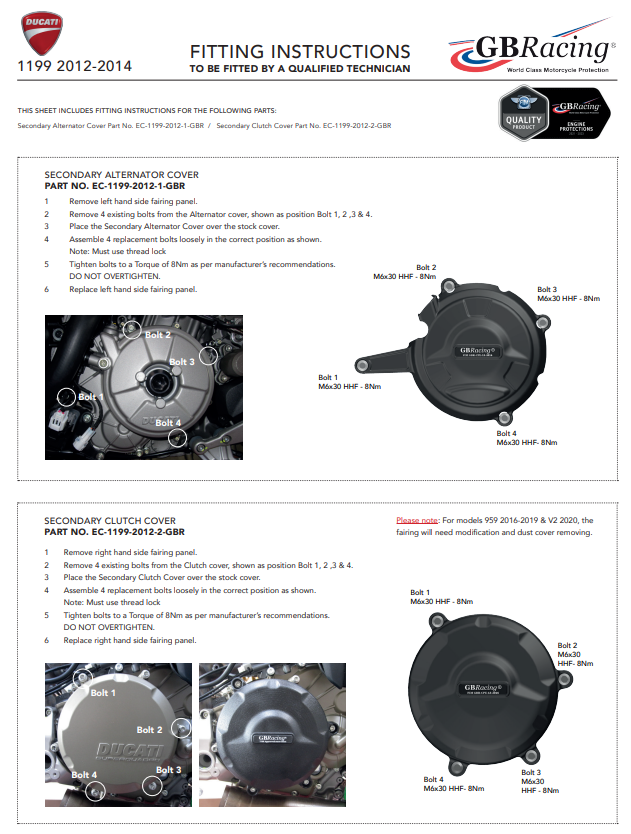Kompletni set zaštitnika za motore GBRacing Ducati Panigale 1199/S/R (12-17) 