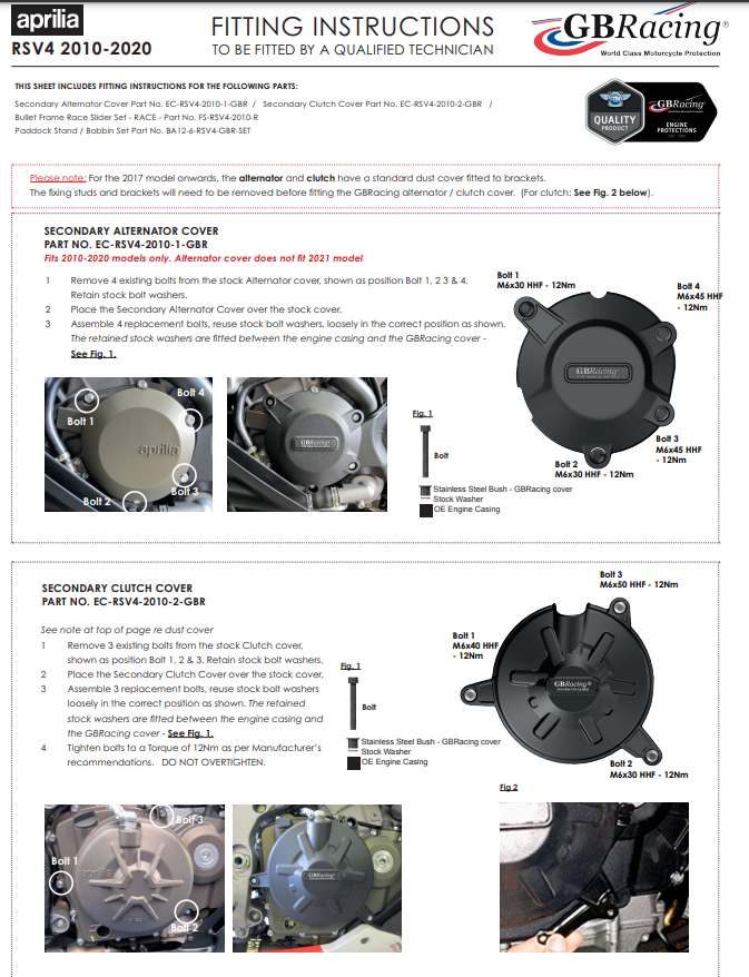 Zaštita spojke GBRacing za Aprilia RSV4/1100 Factory/R/RR/RF (09-20) 