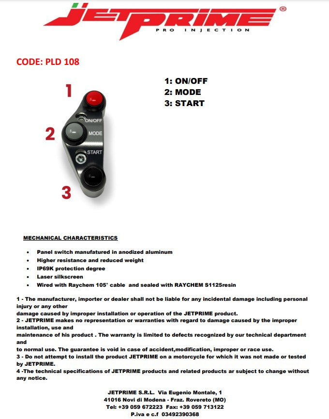 Prekidač upravljača za JetPrime JP ACC 138 gasni otvor BMW S1000RR K67 (21-26) JP PLD 108 