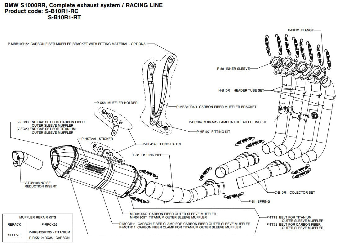 Akrapovic Racing Line (nehrđajući čelik) BMW S1000RR K46 (10-14) S-B10R1-RC 
