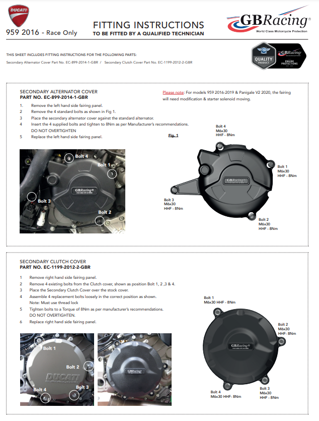 Zaštitna obloga spojke GBRacing za Ducati Panigale 959 (16-19) 