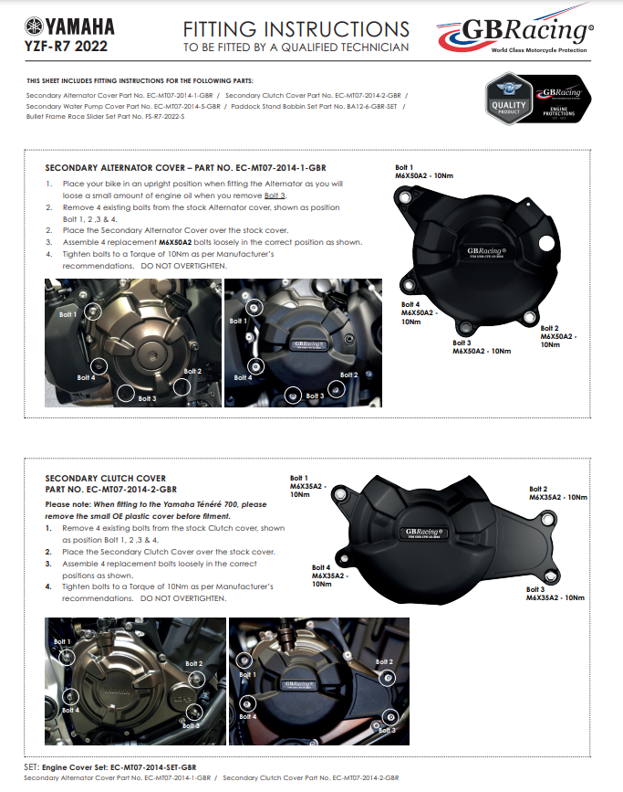 Zaštita spojke GBRacing za Yamaha YZF-R7 (21-26) 